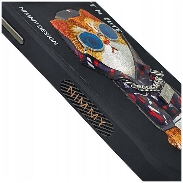 Nimmy case iPhone 15 Pro Max 6.7" black/black Glasses Cool Cat