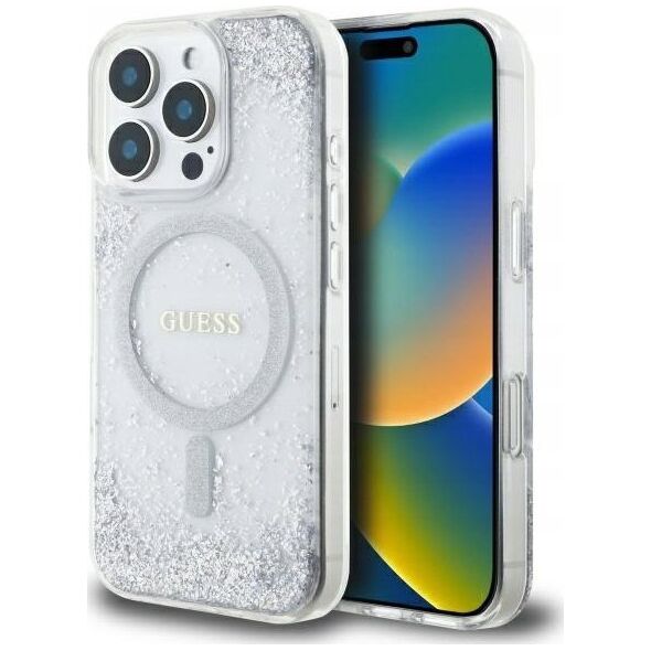 Guess GUHMP16LRGRGES iPhone 16 Pro 6.3" silver/silver hardcase Resin Gradient Glitter MagSafe