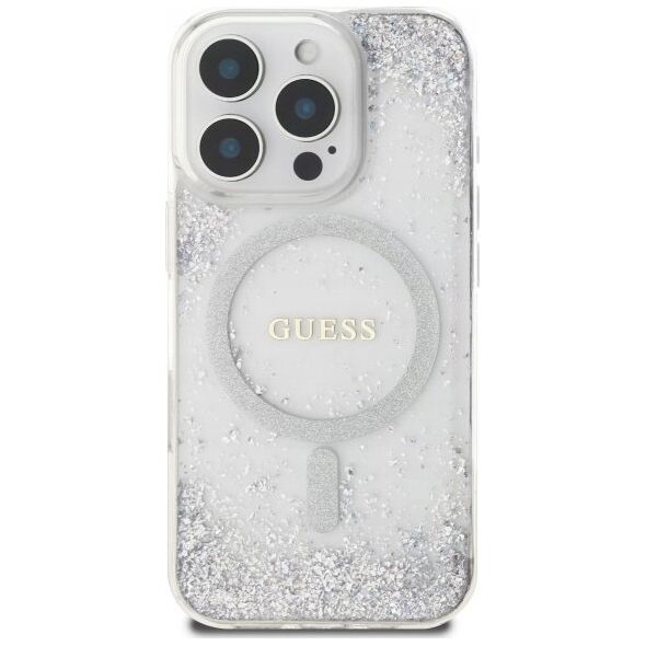 Guess GUHMP16LRGRGES iPhone 16 Pro 6.3" silver/silver hardcase Resin Gradient Glitter MagSafe