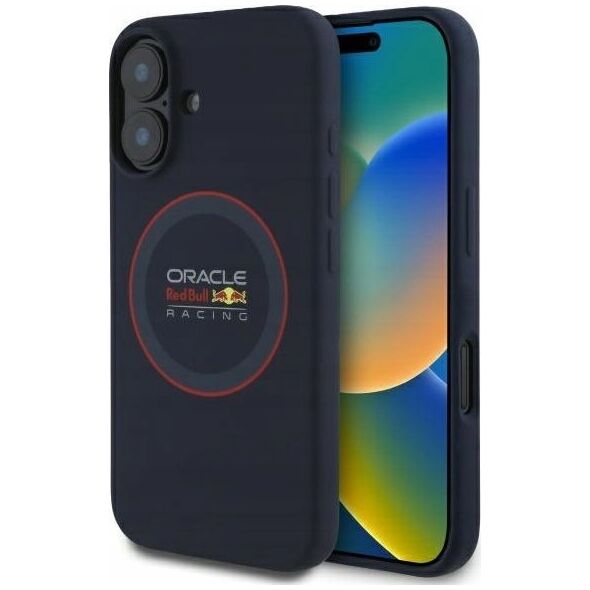 Red Bull RBHMP16S24SIILVR iPhone 16 6.1" Hard Case Navy Silicone Red Ring MagSafe