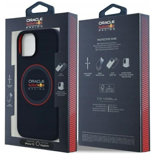 Red Bull RBHMP15S24SIILVR iPhone 15 6.1" Hard Case Navy Silicone Red Ring MagSafe