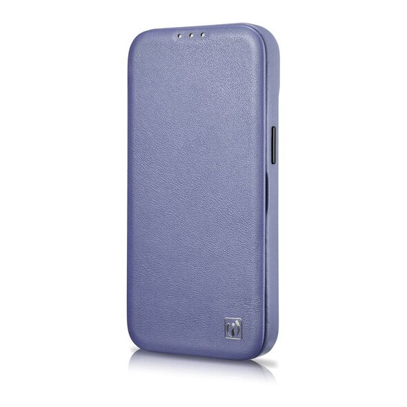 iCarer CE Premium Leather Folio MagSafe Apple iPhone 14 Pro Max light purple