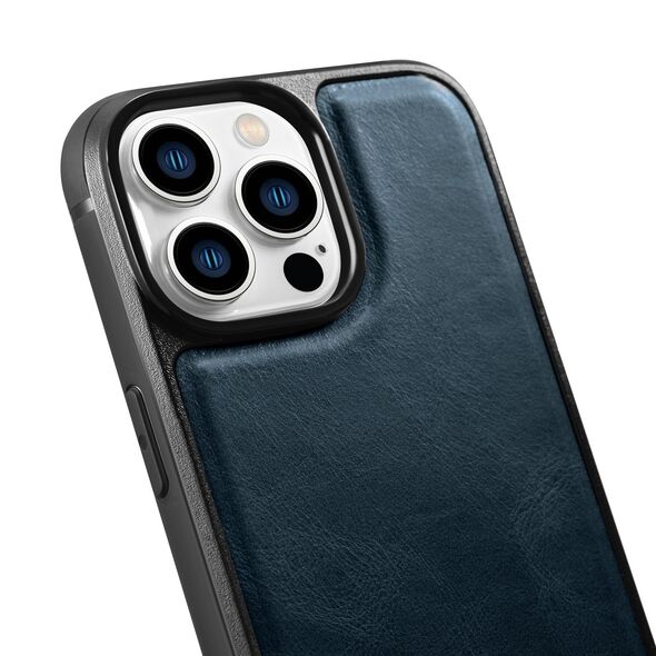 iCarer Leather Oil Wax MagSafe Apple iPhone 14 Pro Max blue