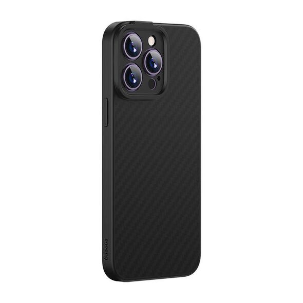 Baseus Synthetic Fiber Series Apple iPhone 14 Pro (black) + tempered glass + cleaner kit