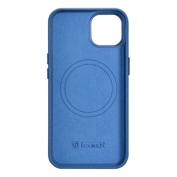 iCarer Litchi Premium Leather MagSafe Apple iPhone 14 Plus / 15 Plus light blue