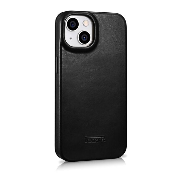 iCarer CE Oil Wax Premium Leather Folio MagSafe Apple iPhone 14 Plus / 15 Plus black