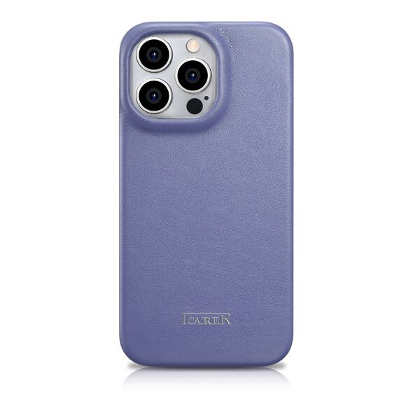 iCarer CE Premium Leather Folio MagSafe Apple iPhone 14 Pro light purple