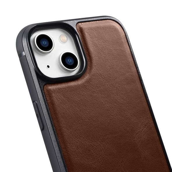 iCarer Leather Oil Wax MagSafe Apple iPhone 14 Plus / 15 Plus brown