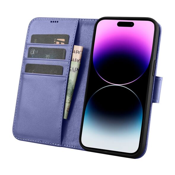 iCarer Wallet Anti-RFID 2in1 Apple iPhone 14 Pro light purple