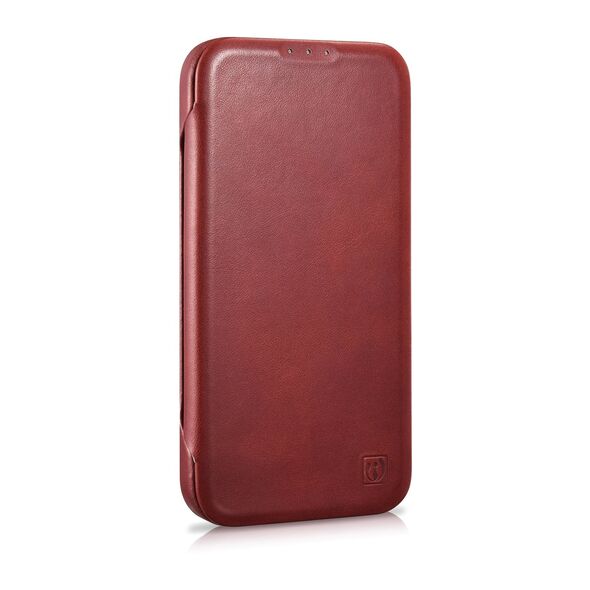 iCarer CE Oil Wax Premium Leather Folio MagSafe Apple iPhone 14 Plus / 15 Plus red