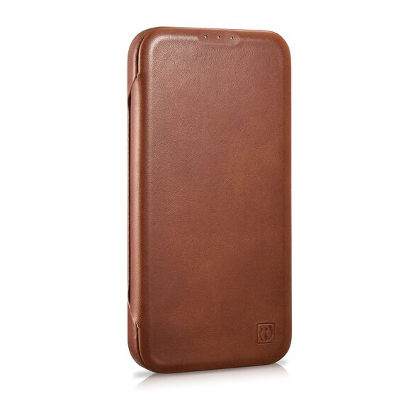 iCarer CE Oil Wax Premium Leather Folio MagSafe Apple iPhone 14 Plus / 15 Plus brown
