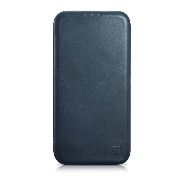 iCarer CE Oil Wax Premium Leather Folio MagSafe Apple iPhone 14 Plus / 15 Plus blue
