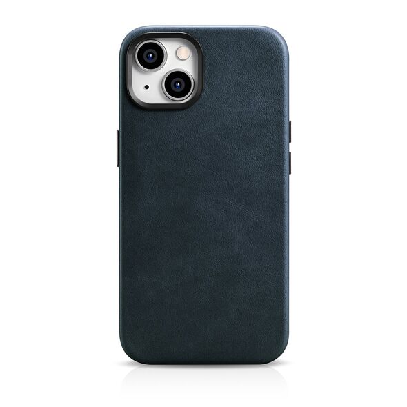 iCarer Oil Wax Premium Leather MagSafe Apple iPhone 14 Plus / 15 Plus dark blue