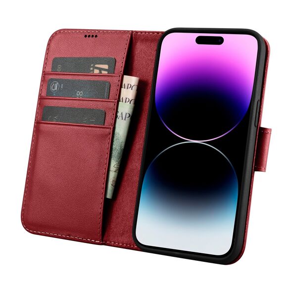 iCarer Wallet Anti-RFID 2in1 Apple iPhone 14 Pro red