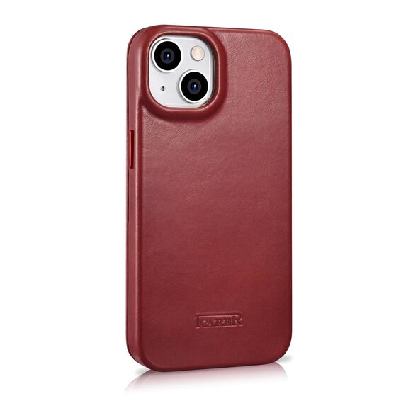 iCarer CE Oil Wax Premium Leather Folio MagSafe Apple iPhone 14 Plus / 15 Plus red