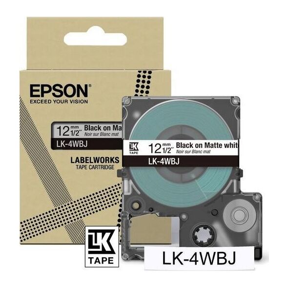 Drukarka etykiet Epson Epson LabelWorks LK-4WBJ - Schwarz auf matt Weiss - Rolle (1,2 cm x 8 m) 1 Kassette(n) Hangebox - Bandkassette - fur LabelWorks LW-C410, LW-C610