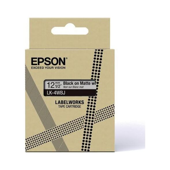 Drukarka etykiet Epson Epson LabelWorks LK-4WBJ - Schwarz auf matt Weiss - Rolle (1,2 cm x 8 m) 1 Kassette(n) Hangebox - Bandkassette - fur LabelWorks LW-C410, LW-C610