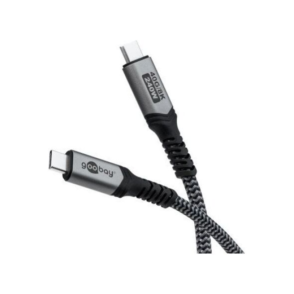 Kabel USB-C™ z tekstylną osłoną, USB4™, 240 W, 40 Gbit/s, Power Delivery, 1 m - Długość kabla 1 m