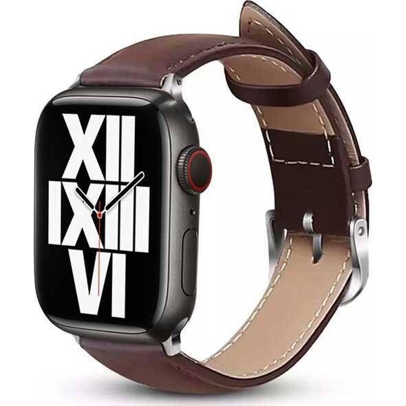 Crong Crong Noble Band - Pasek z naturalnej skóry do Apple Watch 42/44/45/49 mm (Espresso)