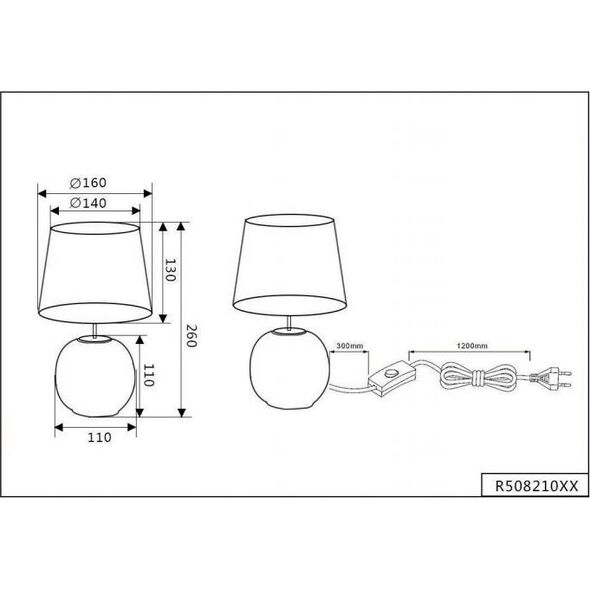 Lampa stołowa lampa stołowa Sophia 26 x 16 cm E14 ceramiczna 40W niebieska
