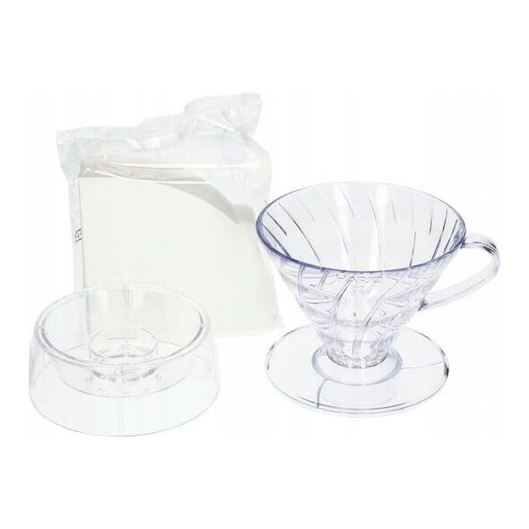 Hario Hario - V60 Drip-Assist Set - Zestaw dripper V60-02 + nakładka + filtry