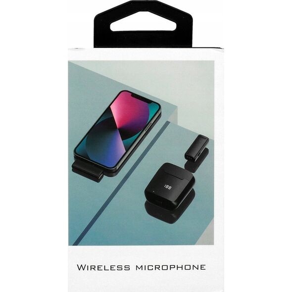 Mikrofon OEM Mikrofon krawatowy bezprzewodowy Lightning z etui ładującym S11 czarny