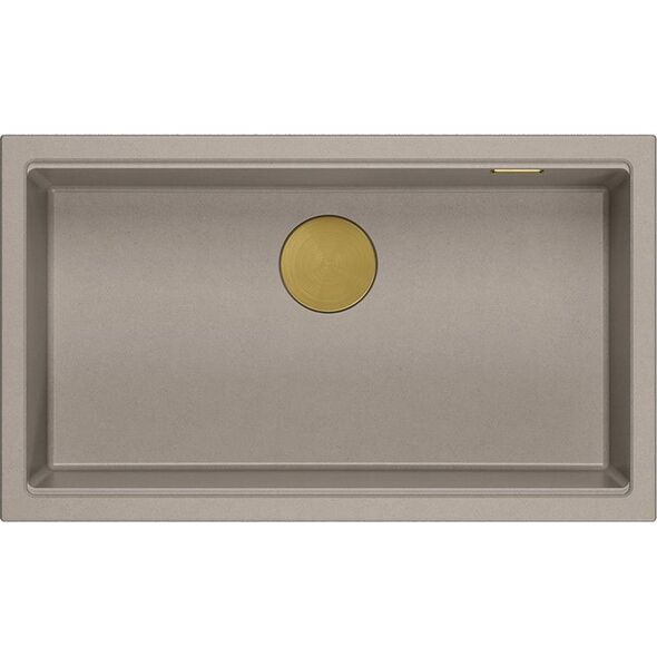 Zlewozmywak GraniteQ LOGAN 110 GraniteQ zlewozmywak soft taupe 76x44x23,5 cm 1-komorowy wpuszczany z syfonem manualnym złoty