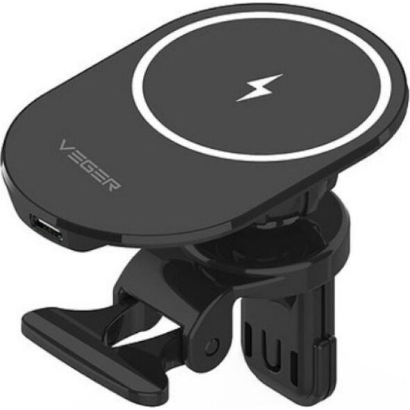 Veger VEGER uchwyt samochodowy do kratki wlotu z ładowaniem indukcyjnym kompatybilny z MagSafe 15W Y38 czarny