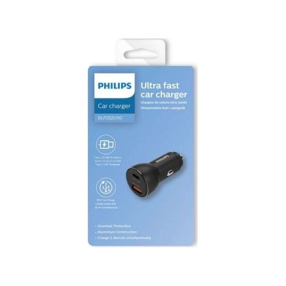 Ładowarka Philips 1x USB-A 1x USB-C 3 A  (DLP2521/00)