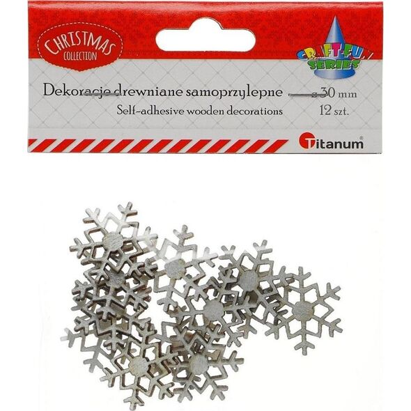 Titanum Drewniane płatki śniegu samoprzylepne 12 szt