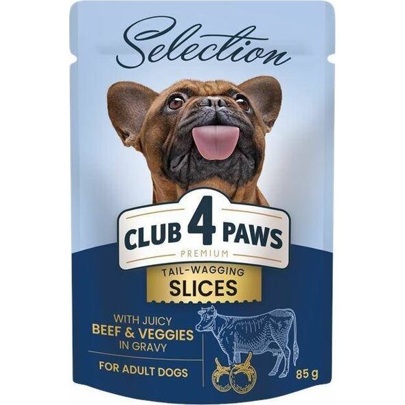 Club 4 Paws Club4Ł Pies Saszetka 85g Plastry Wołowina Warzywa