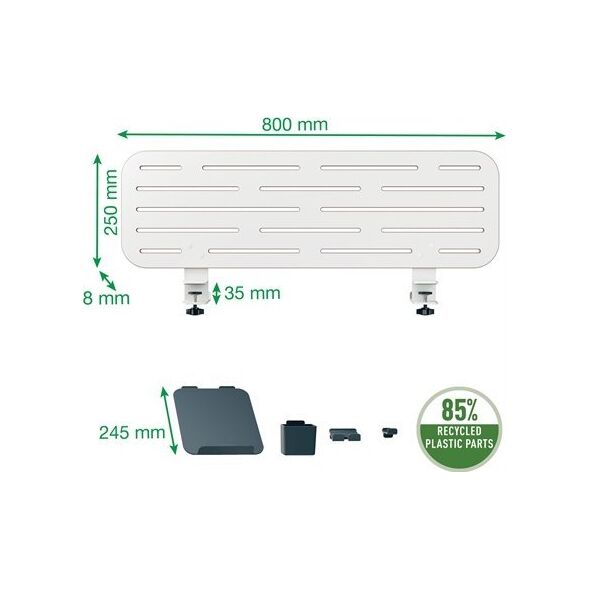 Leitz 65490000 półka na dokumenty MDF, Tworzywo sztuczne pochodzące z recyklingu Biały