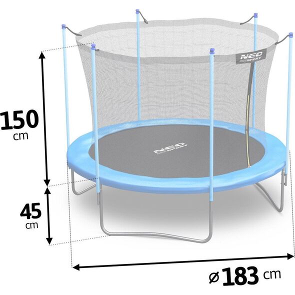 Trampolina ogrodowa Neo-Sport NS-06W181 z siatką wewnętrzną 6 FT 183 cm