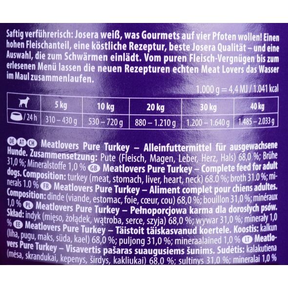 Josera Meatlovers Pure Indyk karma mokra dla psów 400g