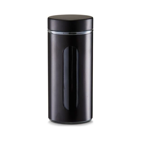 Zeller Zeller, Metalowy, okrągły pojemnik, 1200 ml, kol. czarny