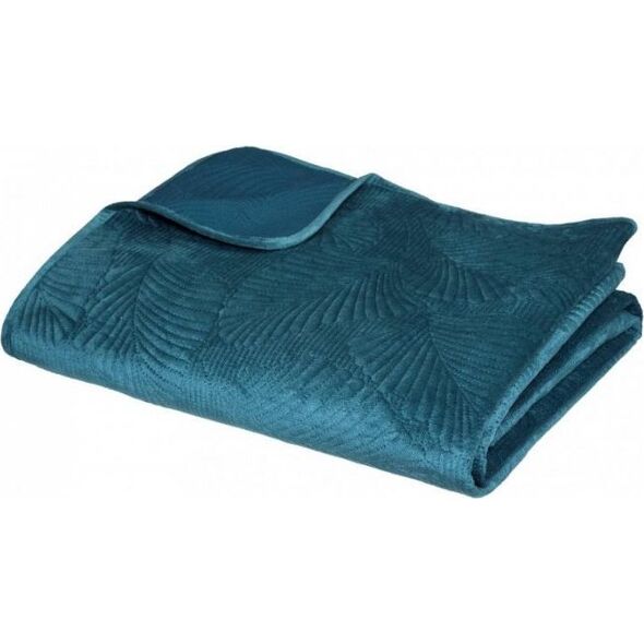 Dekoracja domu Narzuta Leaf Blue 240x260 cm welurowa