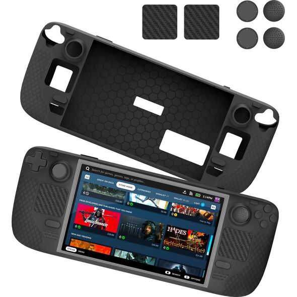 JYS Futerał Pokrowiec Etui + Osłony Gumki Na Przyciski Do Steam Deck / Czarny / Jys-sd011