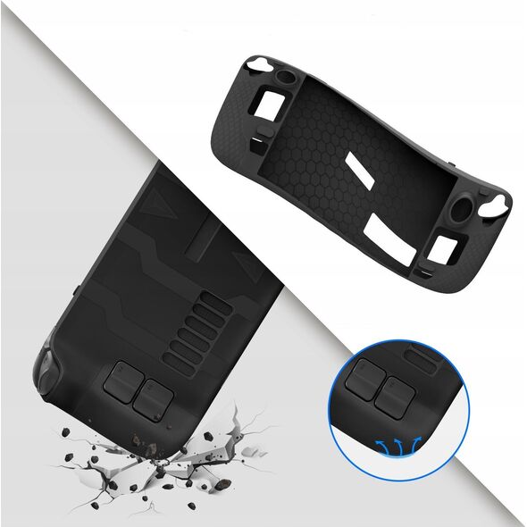 JYS Futerał Pokrowiec Etui + Osłony Gumki Na Przyciski Do Steam Deck / Czarny / Jys-sd011