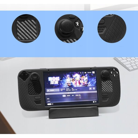JYS Futerał Pokrowiec Etui + Osłony Gumki Na Przyciski Do Steam Deck / Czarny / Jys-sd011