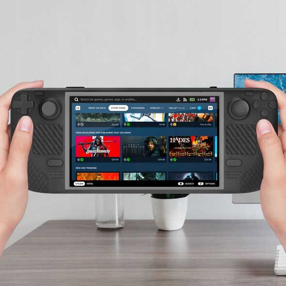 JYS Futerał Pokrowiec Etui + Osłony Gumki Na Przyciski Do Steam Deck / Czarny / Jys-sd011