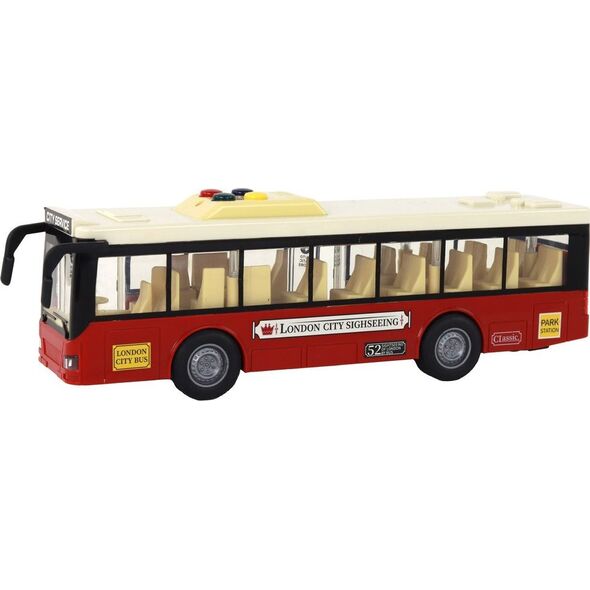 LeanToys Autobus Na Baterie Światła Dźwięki Czerwony Miejski  1:16