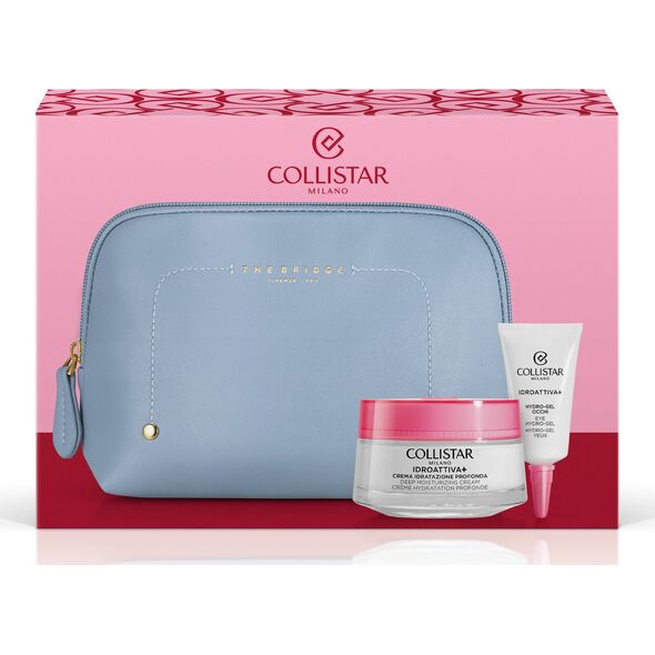 COLLISTAR_SET Idroattiva+ Deep Moisturizing krem pod oczy 5ml + krem do twarzy 50ml + kosmetyczka