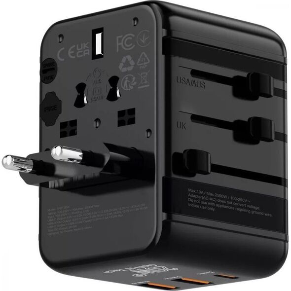 Przejściówka Wtyczka Gniazdo Adapter Podróżny USA UK EU 2x USB 1x USB-C 20W