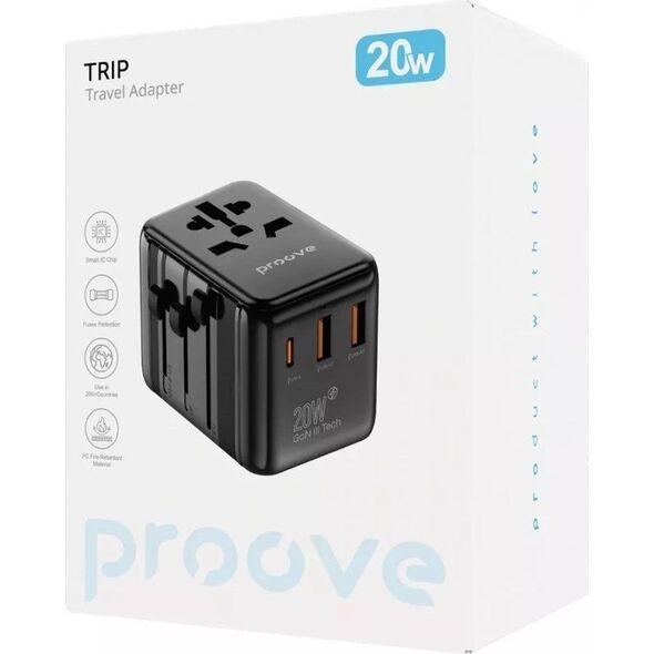 Przejściówka Wtyczka Gniazdo Adapter Podróżny USA UK EU 2x USB 1x USB-C 20W