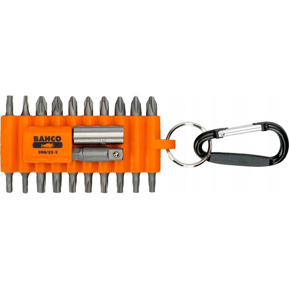 Bahco Antgaliukų rinkinys PH+PZ+TORX+HEX+2 laikikliai, 22vnt. su karabinu lanksčiojo plastiko dėkle, Bahco