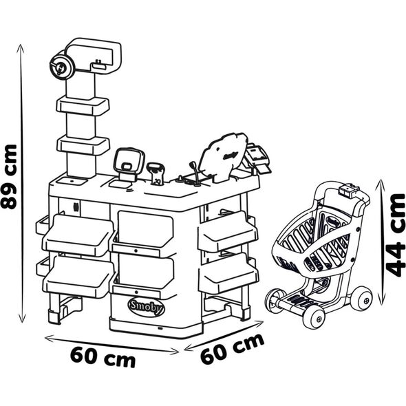 Smoby SMOBY Sklep Supermarket z Wózkiem Elektroniczną Kasą ze Skanerem