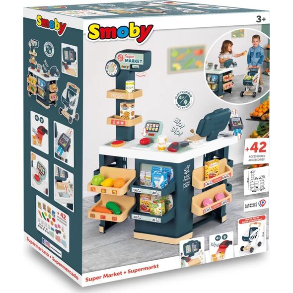 Smoby SMOBY Sklep Supermarket z Wózkiem Elektroniczną Kasą ze Skanerem