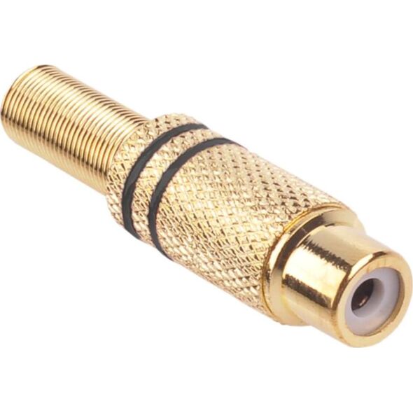 Inne Gniazdo RCA złote 2 paski na kabel czarne
