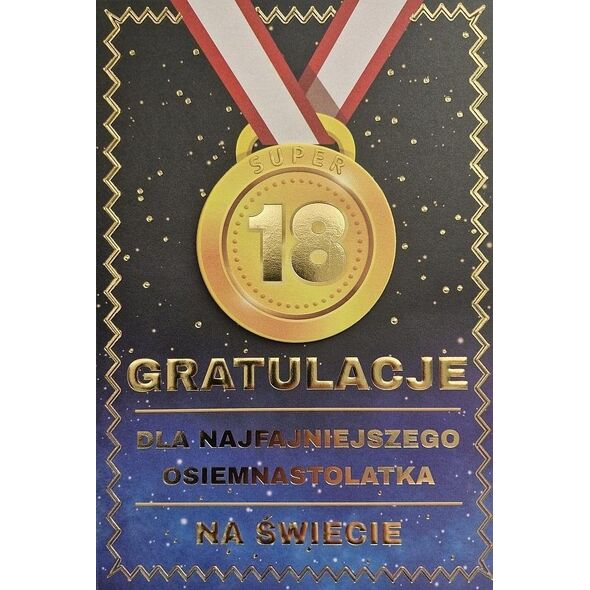 Teka Karnet Urodziny 18 medal męskie