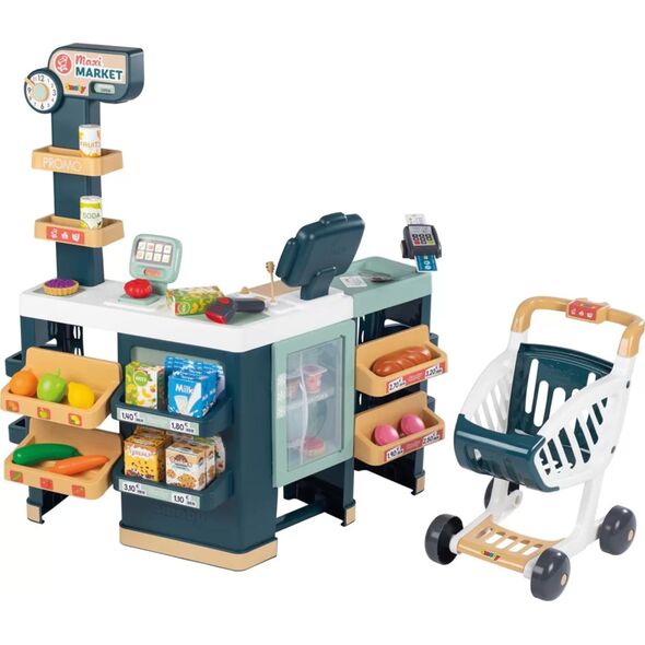 Smoby SMOBY Maximarket Wózek Elektroniczną Kasą ze Skanerem Waga i Lodówka